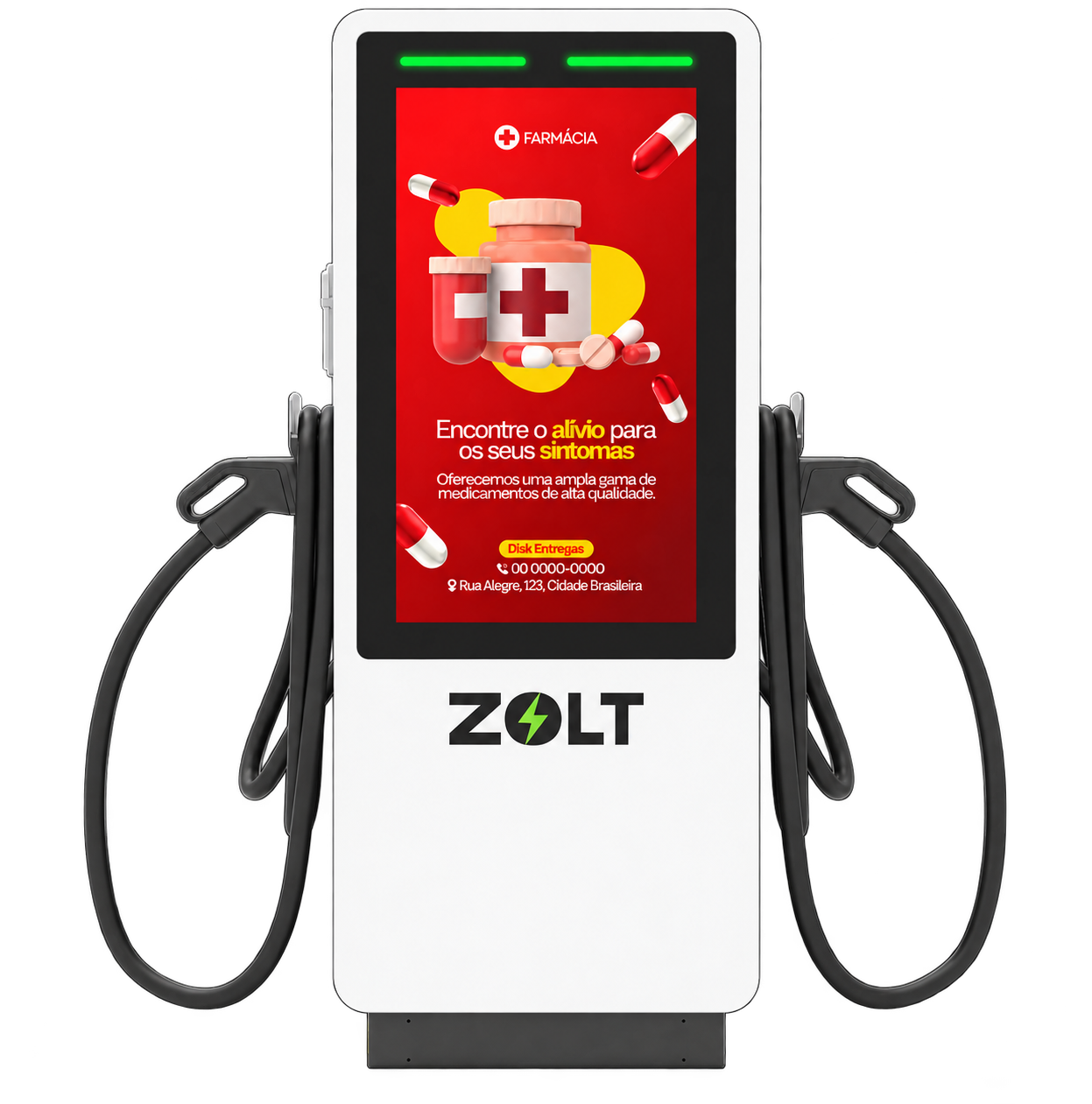 Carregador ZOLT com tela publicitária grande